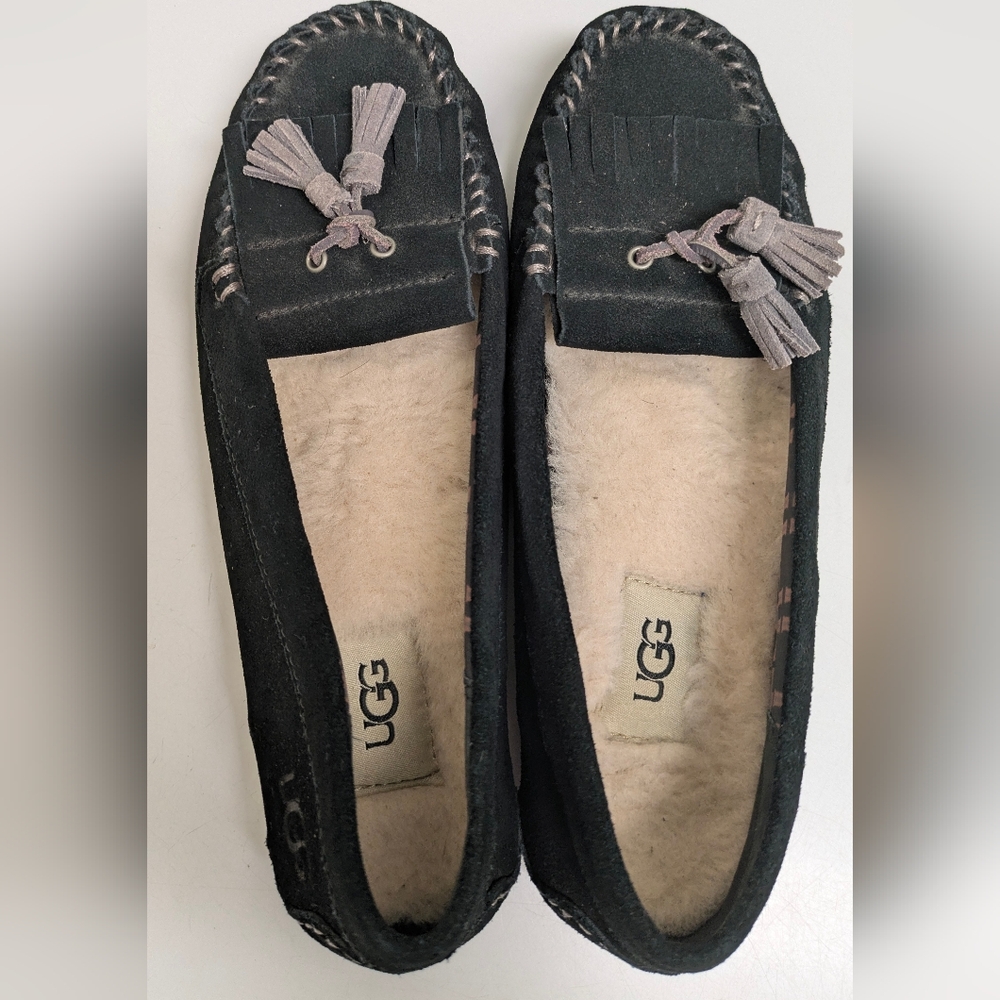 UGG Women's Fall Winter Cozy Black Moccasin Shoes Loafers